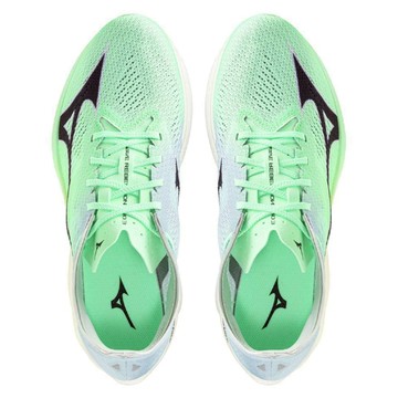 Mizuno 美津濃 WAVE REBELLION PRO 3 男款 路跑鞋 輕量透氣 回彈加速 穩定抓地  28cm  綠色 + 白色