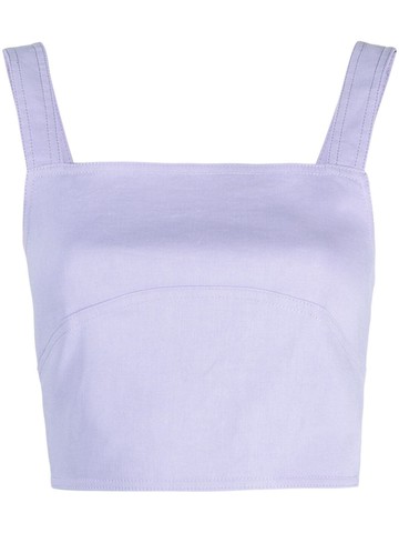 PINKO - square-neck crop top - women - Viscose/Linen/Flax/Spandex/Elastane - 40 - Purple