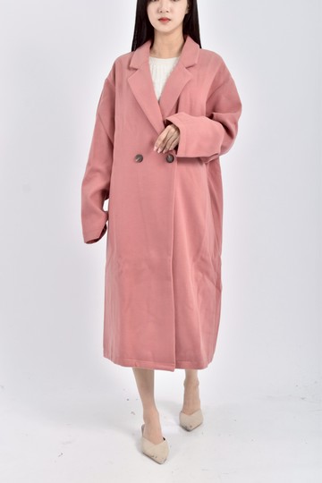 (L) mo bo劍領毛料大衣粉色外套