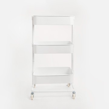 特力屋 烤漆可調整三層收納推車 白