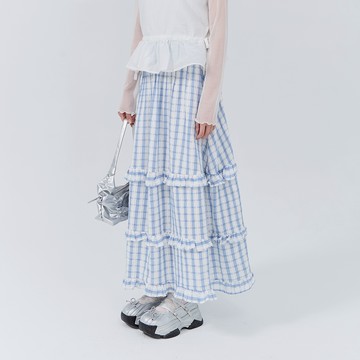 QUEENSHOP_S 女裝 多層荷葉剪接蛋糕長裙 兩色售 現+預 【03021769】