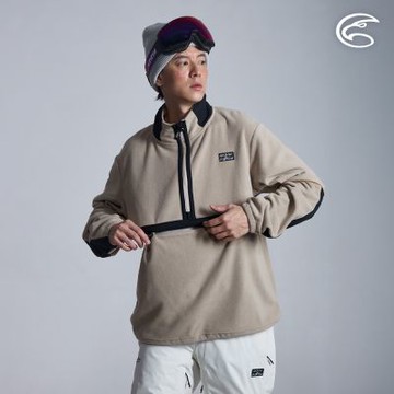 ADISI 男Super Soft抗起球寬鬆版半門襟保暖衣 AL2521076 石卡 (M-2XL)｜雙面刷毛 抗靜電  快乾 吸濕排汗