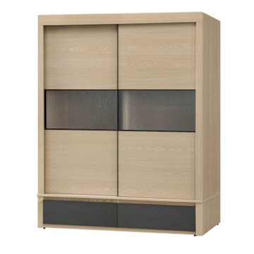 文創集 伊馬斯雙色5.1尺推門衣櫃-152x62x200cm免組