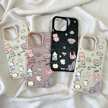 適用iPhone16 15Pro 14 13 12皮革紋防摔殼14pro卡通可愛風11 XR 8P 7P手機殼