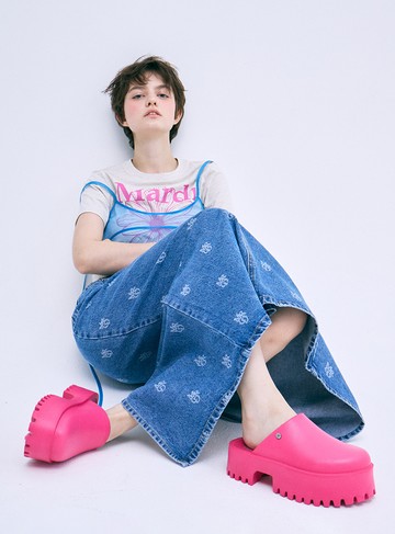 MARDI MERCREDI 厚底穆勒鞋 桃粉色 經底小雛菊 鉚釘造型 FLOWER RIVET PLATFORM MULE