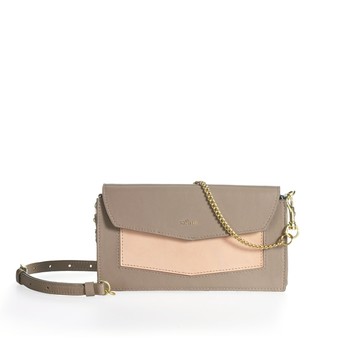 Leather 不簡單信封鏈袋包-奶茶色