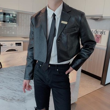 GD權志龍同款外套男高級感凹造型小西服網紅炸街潮牌ins超短皮衣