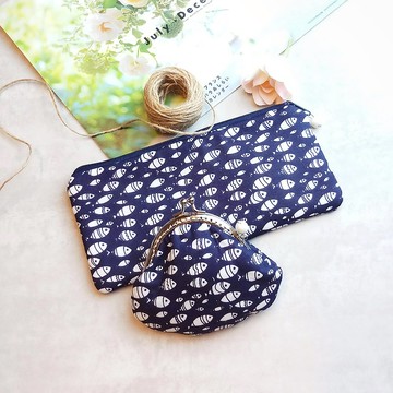 口金包 拉鍊包 零錢包 化妝袋 筆袋 收納包兩件套 (PS-002)