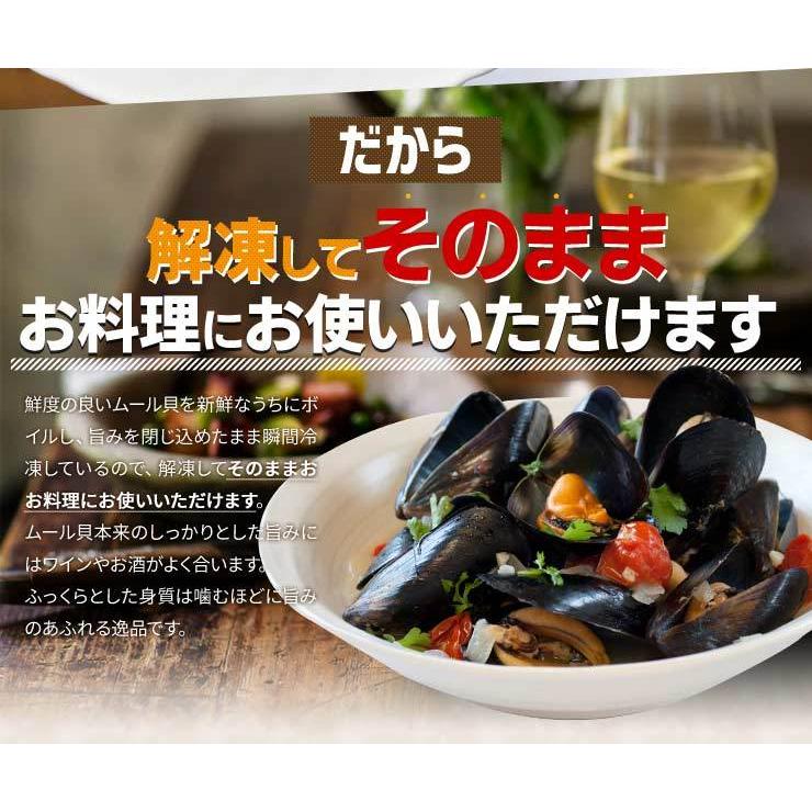 ムール貝 ボイル Ｍサイズ ５００ｇ×２袋 （約８０〜１２０粒）冷凍 送料無料