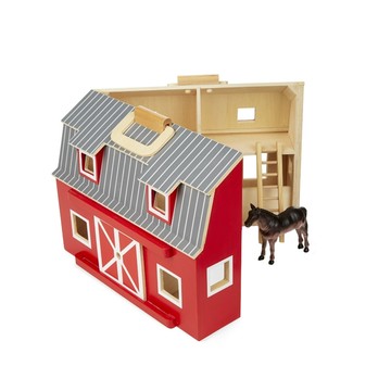 Melissa&Doug 瑪莉莎 角色扮演  小折原木娃娃屋 穀倉  1組