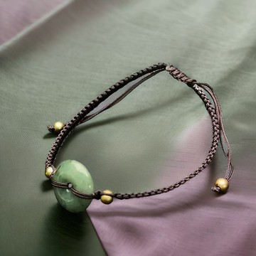 飄綠翡翠平安扣編織手鍊 | 天然緬甸玉翡翠A貨 | 送禮