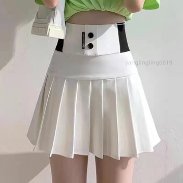 精品 裙 有安全褲新款 百褶裙女 高腰顯瘦鬆緊腰a字防走光 短裙 半身裙 254G