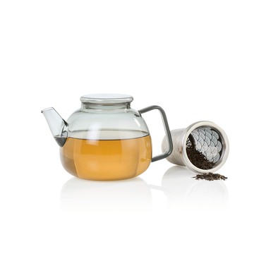 德國 AdHoc｜晶燦造型耐熱玻璃茶壺(極光灰)  / 1.2 L