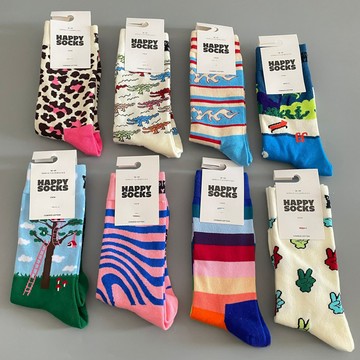 新款HappySocks瑞典中筒襪子女生學院風多巴胺彩色棉外穿潮襪棉襪