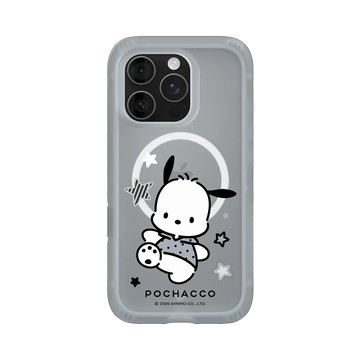 iPhone 16 Pro AirX 流變灰 - 三麗鷗-帕恰狗 Pochacco - 簡約黑灰白