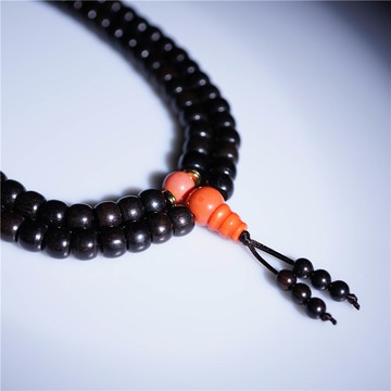 藏傳菩提佛珠文玩手串天然大葉紫檀手工編織菩提子文玩108顆念珠1入