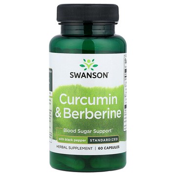 Swanson Vitamins, 姜黃素和小檗鹼，含黑胡椒，60 粒膠囊