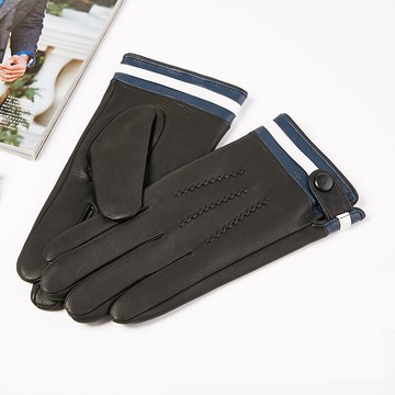 真皮手套保暖手套-黑色鹿皮背筋縫線男手套3款73wm27【獨家進口】【米蘭精品】