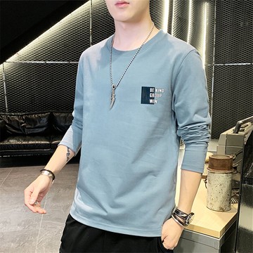男士t恤長袖 純棉薄款春裝上衣外穿秋衣男 春秋款內搭潮牌打底衫
