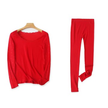 內衣套裝 秋冬新款女裝基礎款圓領長袖套頭上衣+自然腰長褲27231