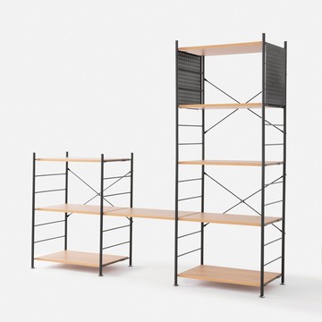 (組合)特力屋 快裝個性化層架 3+5層架套組 含延伸層板1片+洞洞板2片 191x44.5x163cm 書架 收納架 置物架