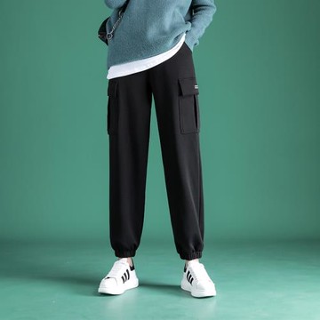 春秋季新款ins潮工裝褲女小個子寬松束腳休閑褲外穿運動褲衛褲子