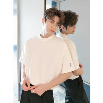 CHICERRO西西里男裝夏季新款韓版設計感高級感男士短袖白色T恤潮