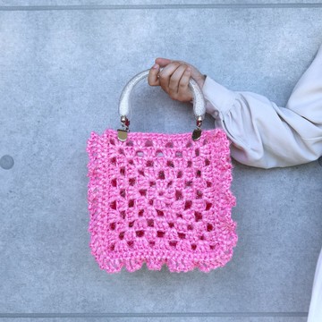 粉色 - 方形 - 荷葉邊 - 日本製 - 輕量包 - 【YURIPOP】 - FRILLED SQUARE