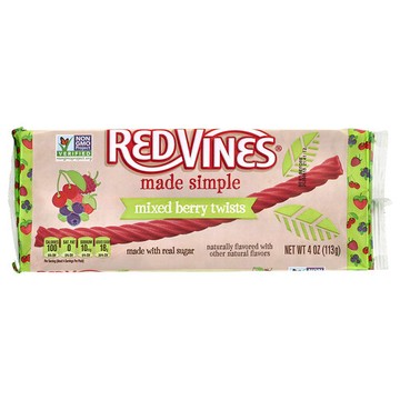 Red Vines, 甘草盤，成分簡單，混合漿果味，4 盎司（113 克）