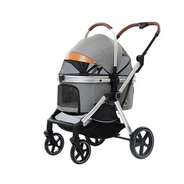 MODACore S08輕奢時尚大空間分離式手提座艙折疊寵物推車 灰色 30KG以下貓狗適用
