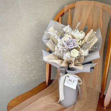 baby blue 灰藍色調永生玫瑰花束