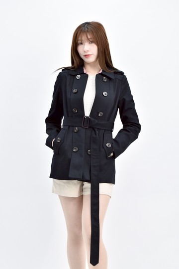 (S) ma tsu mi棉質長袖黑色綁帶罩衫