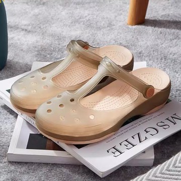夏女洞洞鞋涼拖沙灘鞋護士鞋防滑大碼40-41小碼33-34中老年媽媽鞋