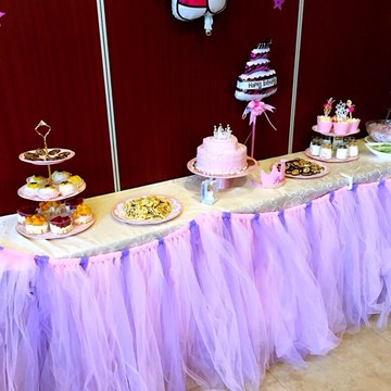 蓬蓬桌裙tutu網紗聚會拉花甜品臺派對生日餐椅婚禮簽到臺圍桌裝飾