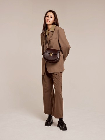 ROGER 經典復古牛皮馬鞍包 棕色