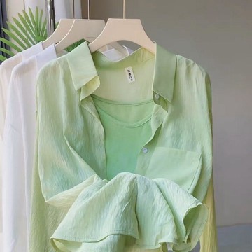 7948 人持續回籠🛒POLO領寬鬆襯衫女夏季2026新款韓版開衫外套慵懶風襯衣多巴胺上衣ZGJV