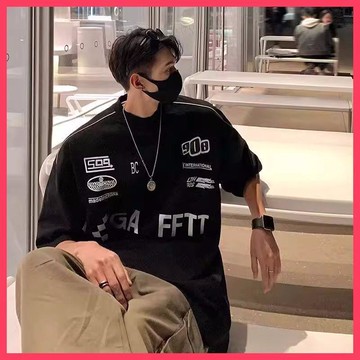🌈ATC✨🔣韓國 GA FFTT 賽車風 立體車邊 挺版 重磅 復古 男女 落肩 寬鬆 短袖