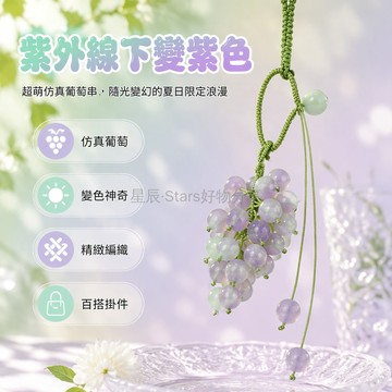 台灣出貨✨ 遇光變色葡萄掛件 手工DIY材料包 青提造型編織繩 包包相機吊飾 情侶閨蜜禮物 附教學影片