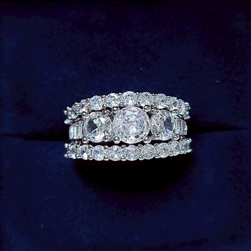 隔日到貨 精品 滿鑽 凡爾賽 莫桑鑽 摩星鑽 戒指 S925銀鍍K金 可調式戒圍 不退色A26