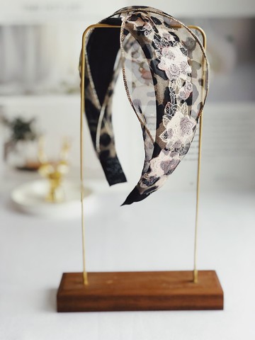 原創豹紋玫瑰蕾絲髮箍