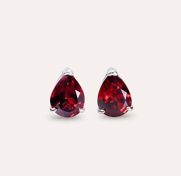 AND 石榴石 紅色 水滴 6*8mm  耳環 經典系列 Pear E 天然寶石 珠