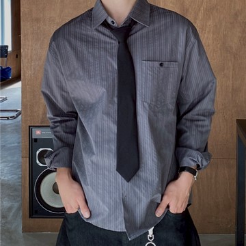 【Metanoia】韓國設計 條紋翻領襯衫