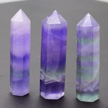 如鴻天然螢石原石紫羅蘭彩色水晶六棱柱擺件單尖家居風水飾物工藝