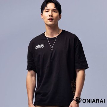 鬼洗 BLUE WAY – 武士兜編織落肩短TEE(黑)