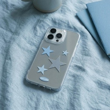 Azure Stars 加厚防摔金屬按鈕鏡面手機保護殼