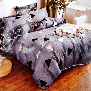 eyah 舒適柔絲綿被套床包枕頭套組  單人  夢想幾何