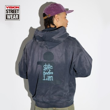 VISION STREET WEAR 歷史復刻字母印花水洗做舊連帽開襟衫衛衣 V263NB9028