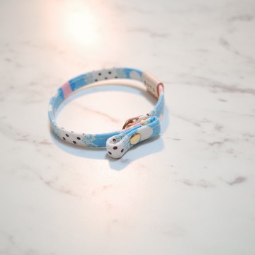 貓 小啾啾項圈 水藍 夢幻冰淇淋 點點 附扭轉皮套