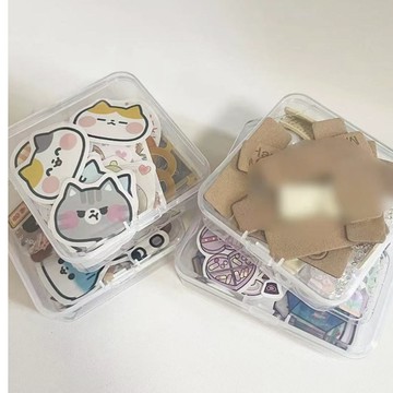 優盛包材🔥現貨 貼紙收納盒 75*75 首飾收納盒 透明便攜式收納盒 小物件 雜物收納盒 桌面整理 手賬收納盒