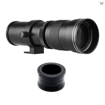 CL015 相機超長焦鏡頭+T2-EOS M卡口轉接環套裝 手動對焦 420-800mm F/8.3-16超級變焦 T卡